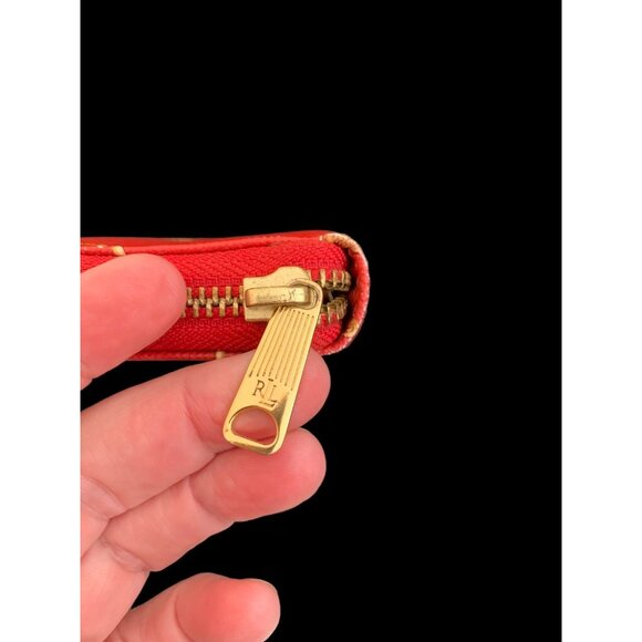 Lauren Ralph Lauren All Over Red Rope & Spur Print Deluxe Zipper Wallet Vintage - Picture 4 of 11